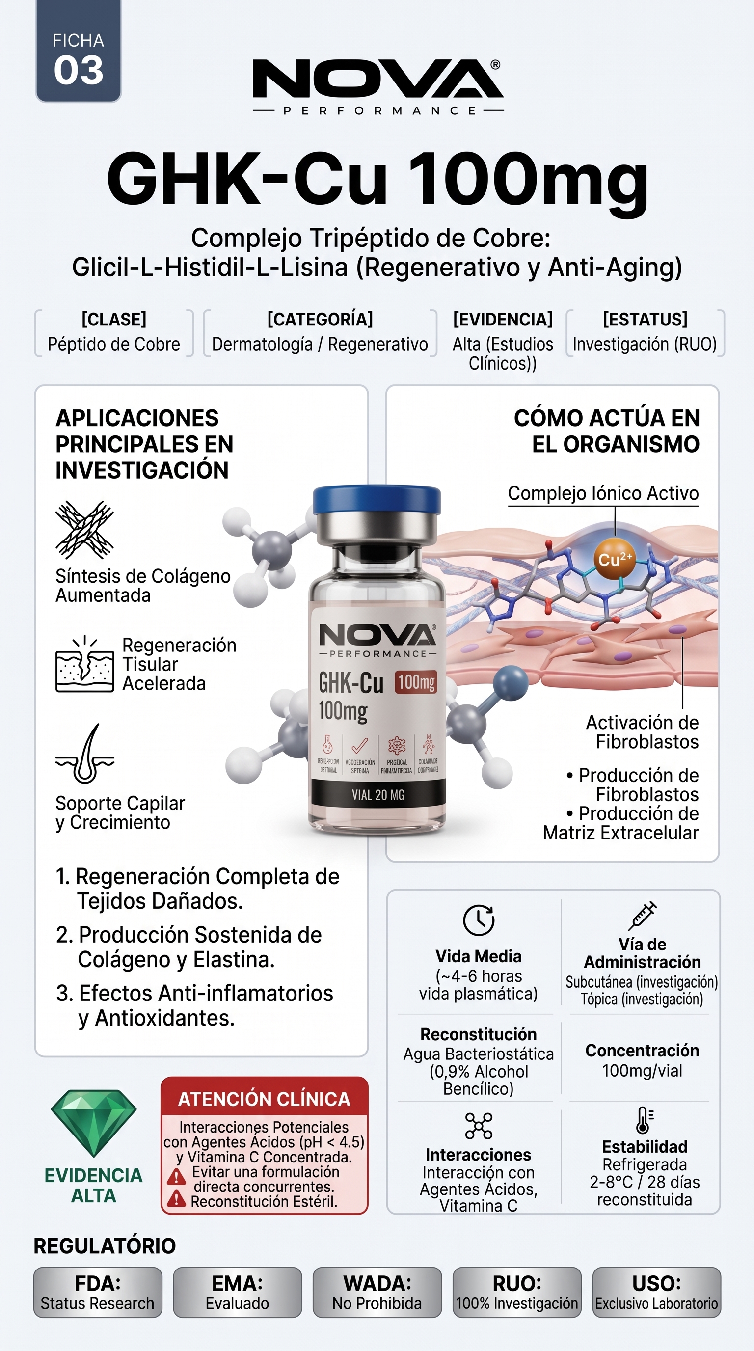 Ficha Técnica GHK-Cu 100mg — Péptido de Cobre Anti-Aging y Regenerativo